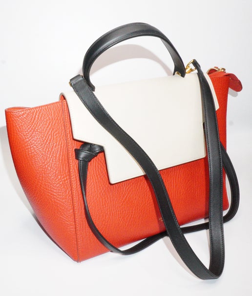 Celine Mini Belt Bag in Grained Calfskin - Red & Cream