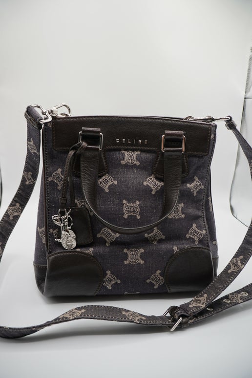 Céline Triomphe Canvas and Leather Shoulder Bag