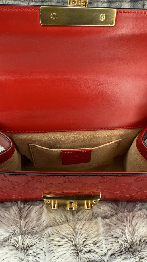 Gucci Padlock Small Leather Shoulder Bag – Red