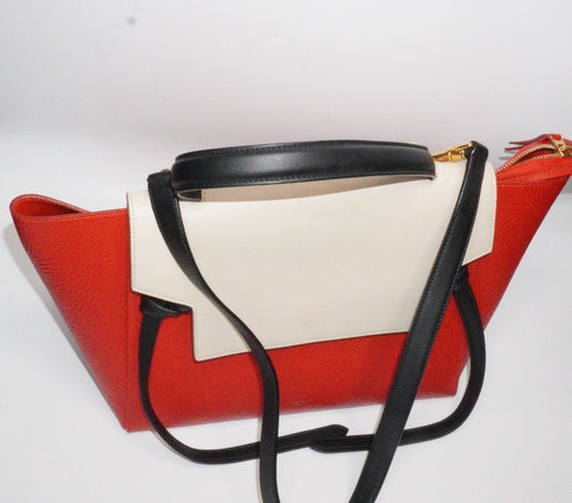 Celine Mini Belt Bag in Grained Calfskin - Red & Cream