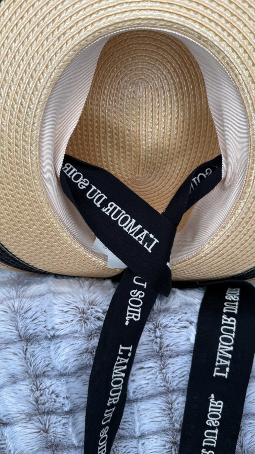 Gucci L'Amour Du Soir Straw Wide Brim Hat – Natural/Black