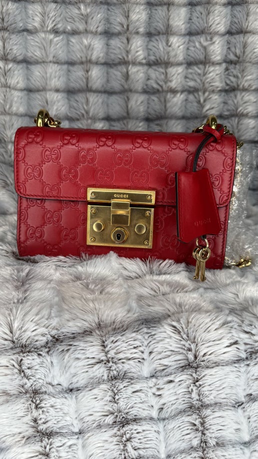 Gucci Padlock Small Leather Shoulder Bag – Red