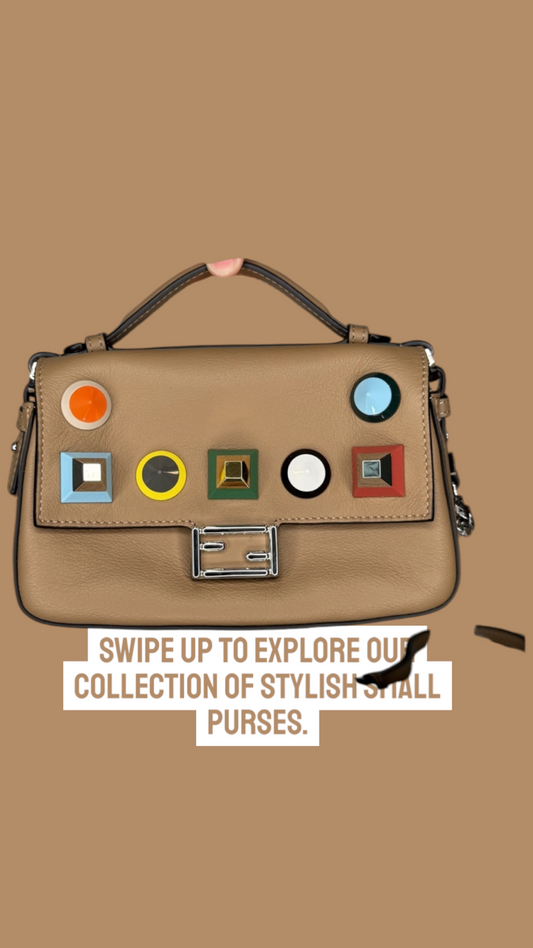 Fendi Beige Rainbow Stud Double Baguette