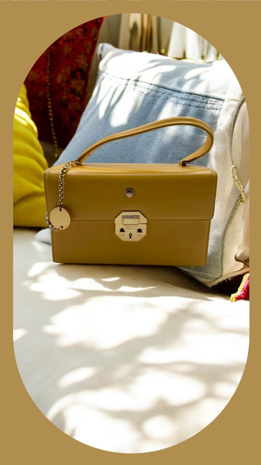 Gianni Versace Structured Leather Vanity Bag – Mustard Yellow