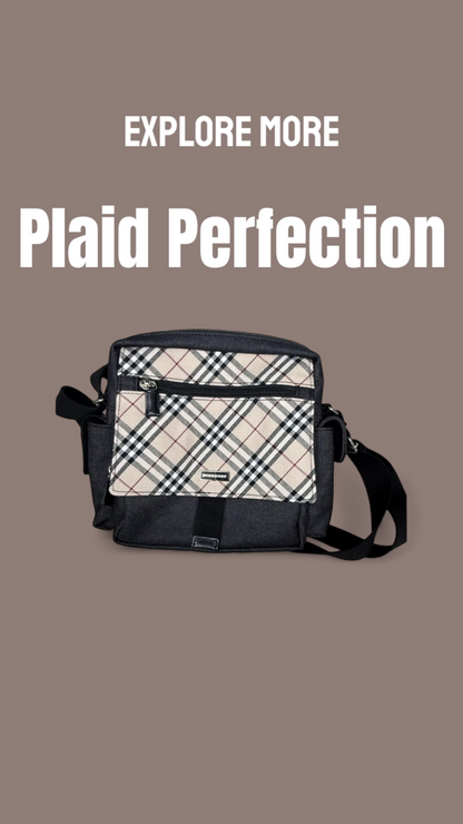 Burberry Nova Check Canvas & Denim Shoulder Bag – Black
