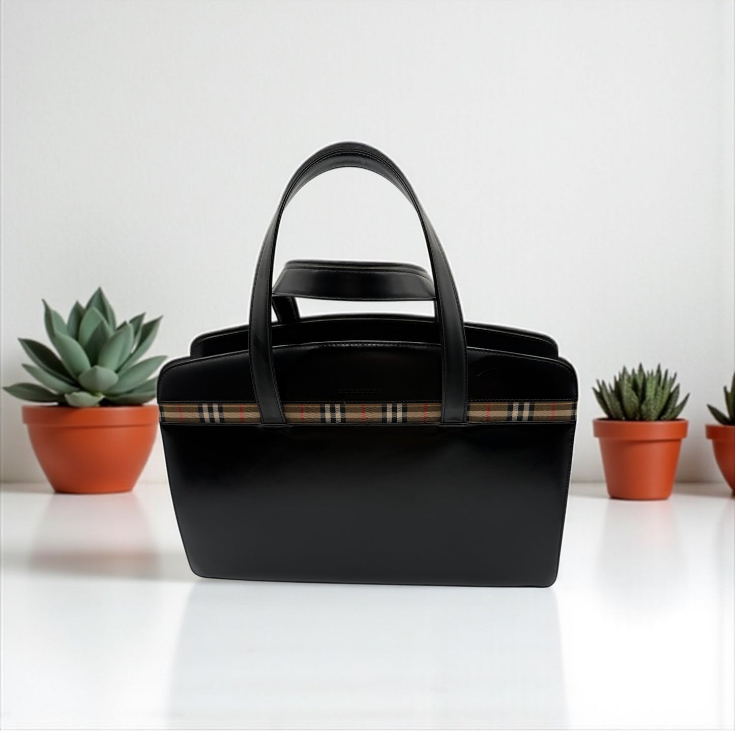 Burberry “Nina Check” Leather Tote