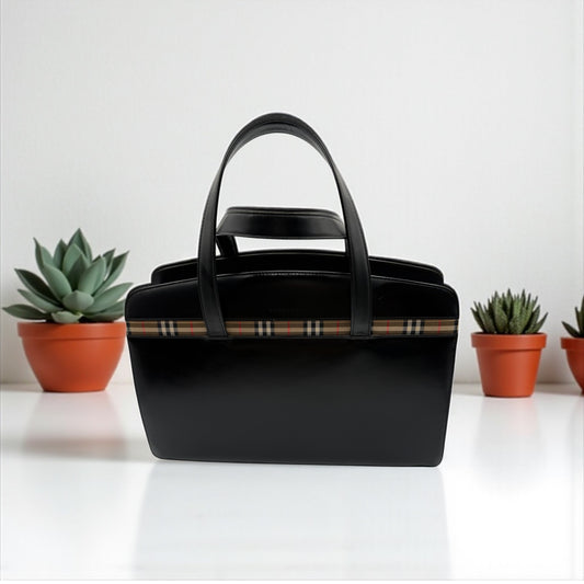 Burberry “Nina Check” Leather Tote