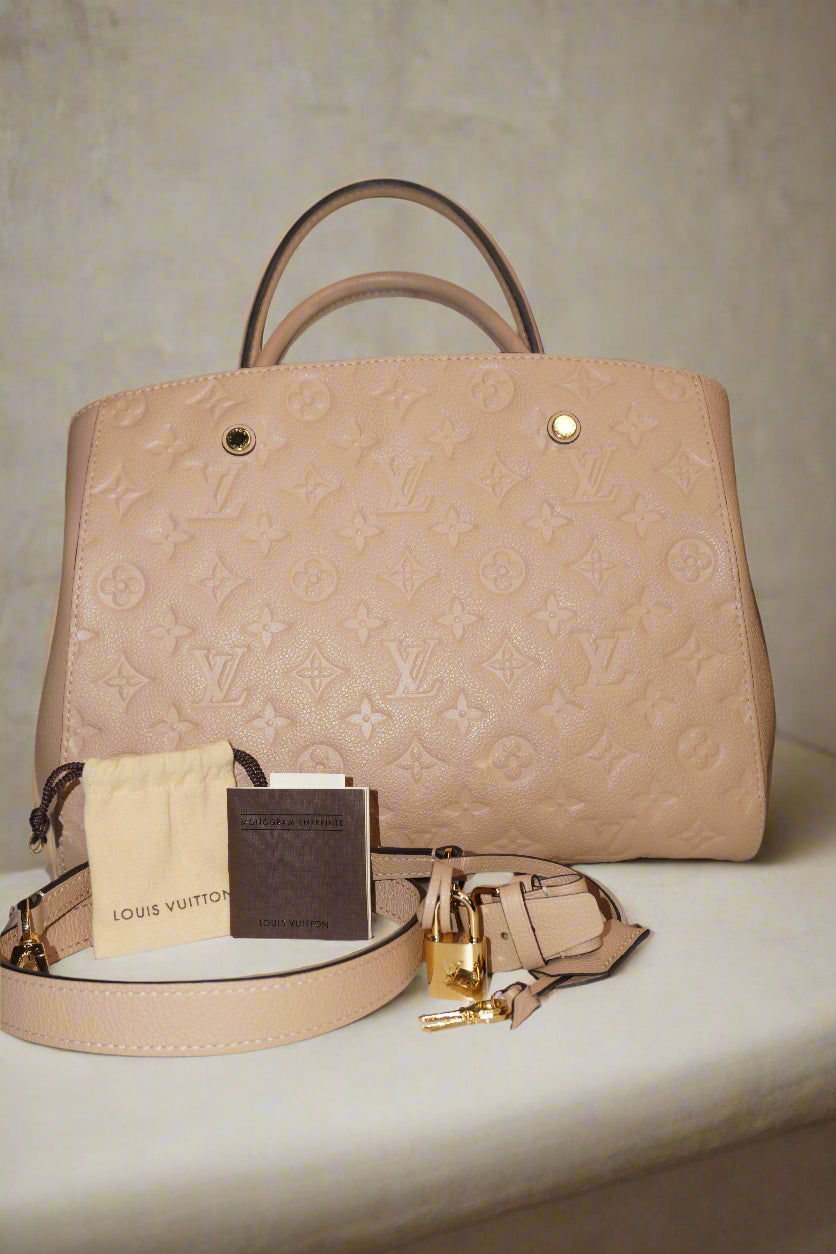 Louis Vuitton Montaigne MM in Dune Monogram Empreinte Leather