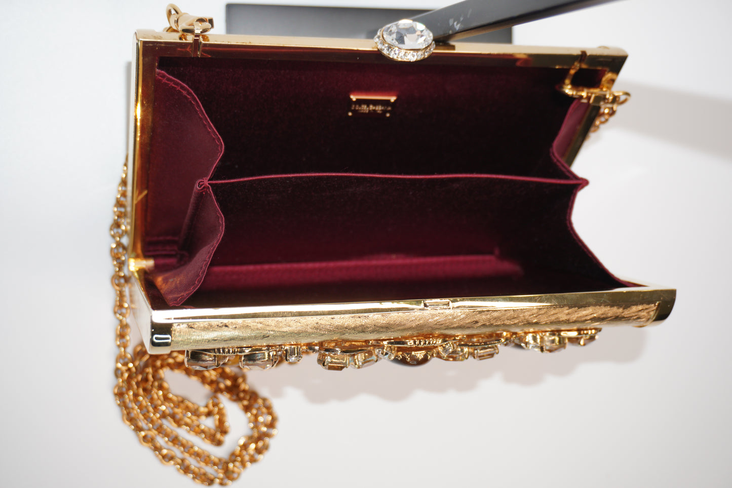 Dolce & Gabbana Dolce Box Embellished Gold Clutch