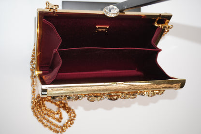 Dolce & Gabbana Dolce Box Embellished Gold Clutch