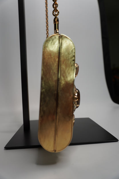 Dolce & Gabbana Dolce Box Embellished Gold Clutch