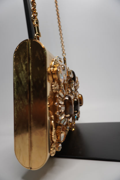 Dolce & Gabbana Dolce Box Embellished Gold Clutch