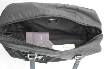 Prada Tessuto Nylon Satchel Bag with Jeweled Logo Patch