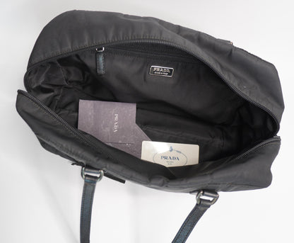 Prada Tessuto Nylon Satchel Bag with Jeweled Logo Patch