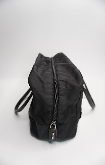 Prada Tessuto Nylon Satchel Bag with Jeweled Logo Patch
