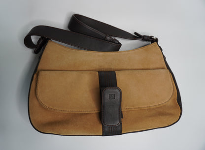 Loewe Anagram Suede and Leather Shoulder Bag – Brown