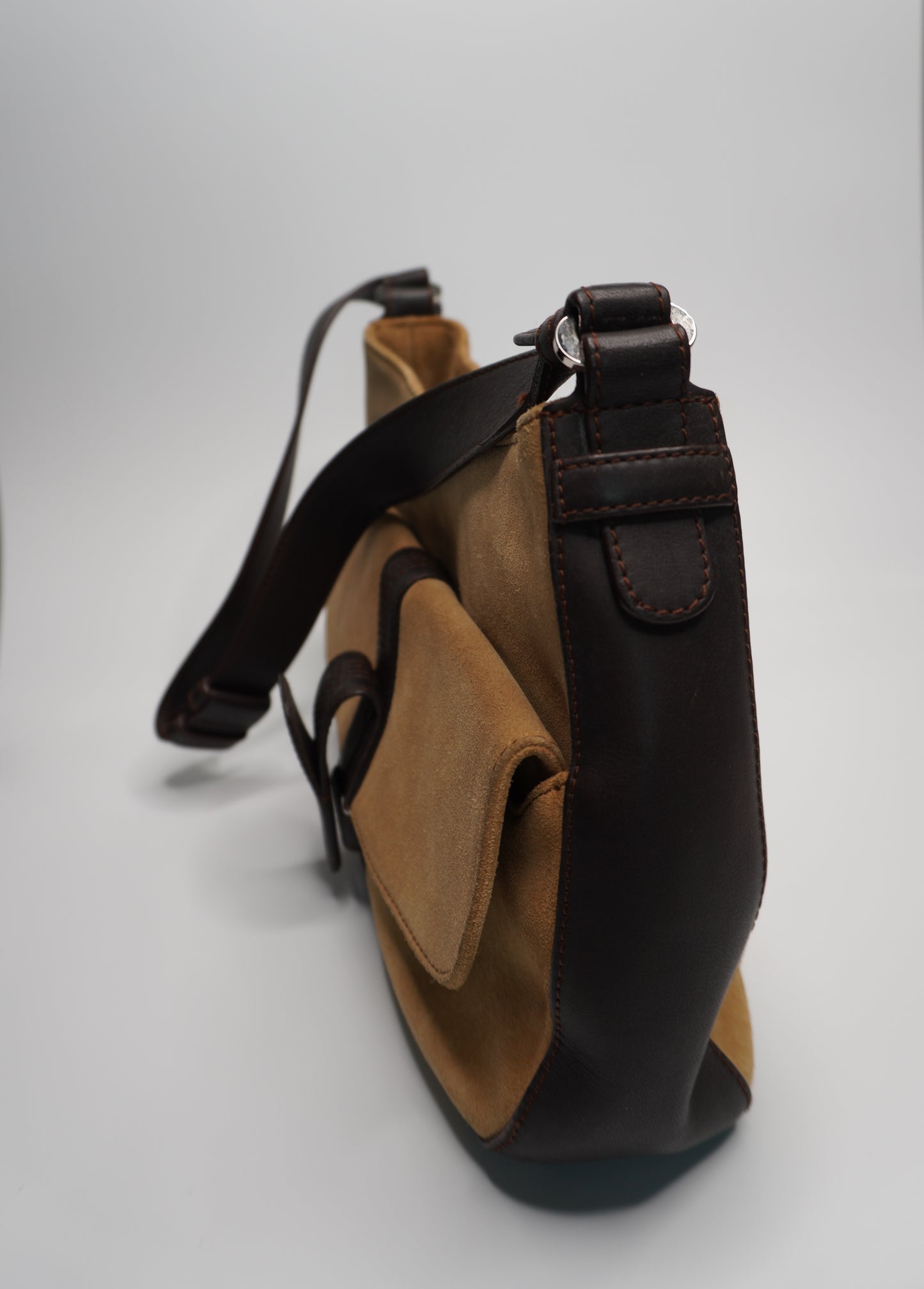 Loewe Anagram Suede and Leather Shoulder Bag – Brown
