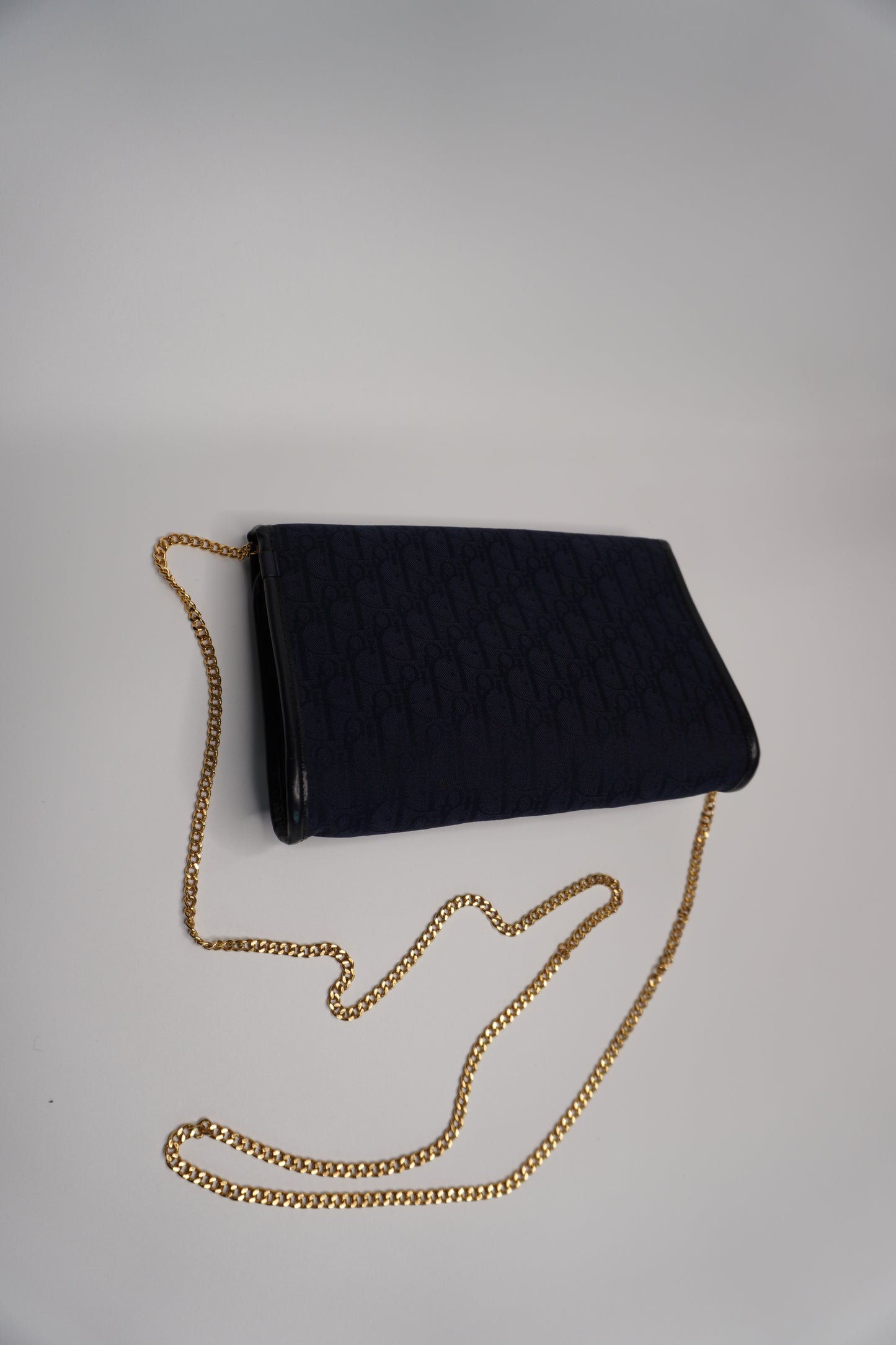 Christian Dior Vintage Trotter Canvas Chain Shoulder Bag - Navy Blue