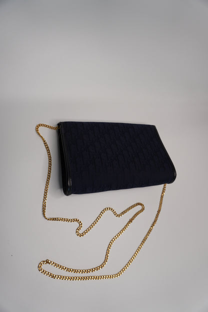 Christian Dior Vintage Trotter Canvas Chain Shoulder Bag - Navy Blue