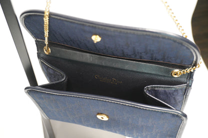 Christian Dior Vintage Trotter Canvas Chain Shoulder Bag - Navy Blue