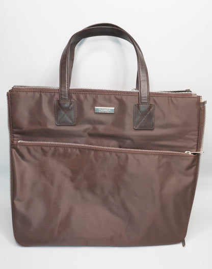 Burberry Brown Nylon and Calfskin Briefcase