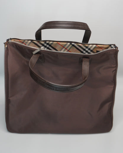 Burberry Brown Nylon and Calfskin Briefcase