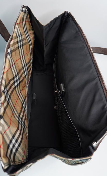 Burberry Brown Nylon and Calfskin Briefcase