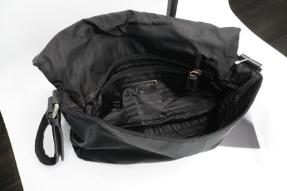 Prada Black Nylon Shoulder Bag with Leather Strap