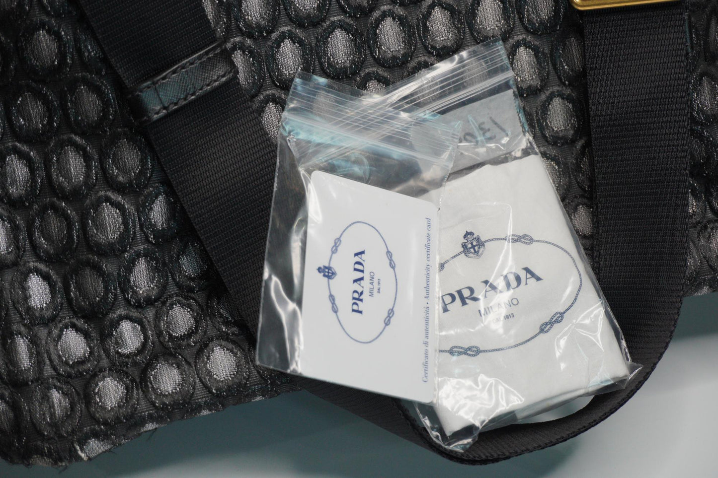 Prada Black Canapa Honeycomb Canvas Tote Bag