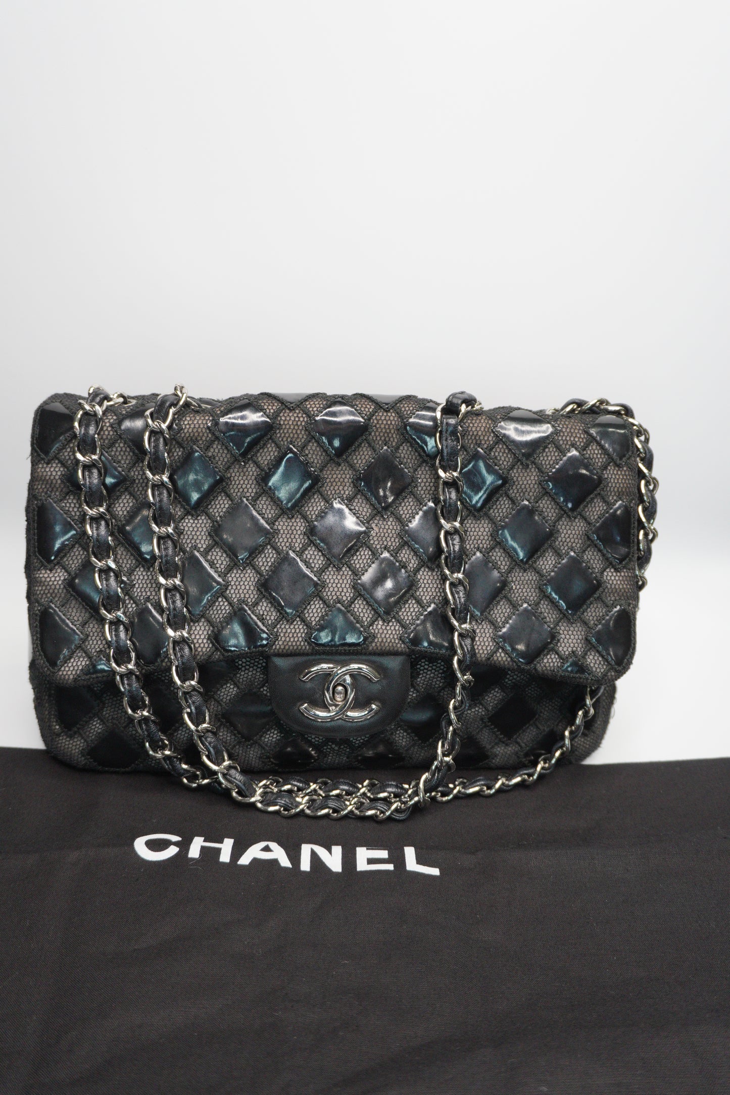 Chanel Vinyl Mesh Quilted Medium Single Flap Bag – Black
