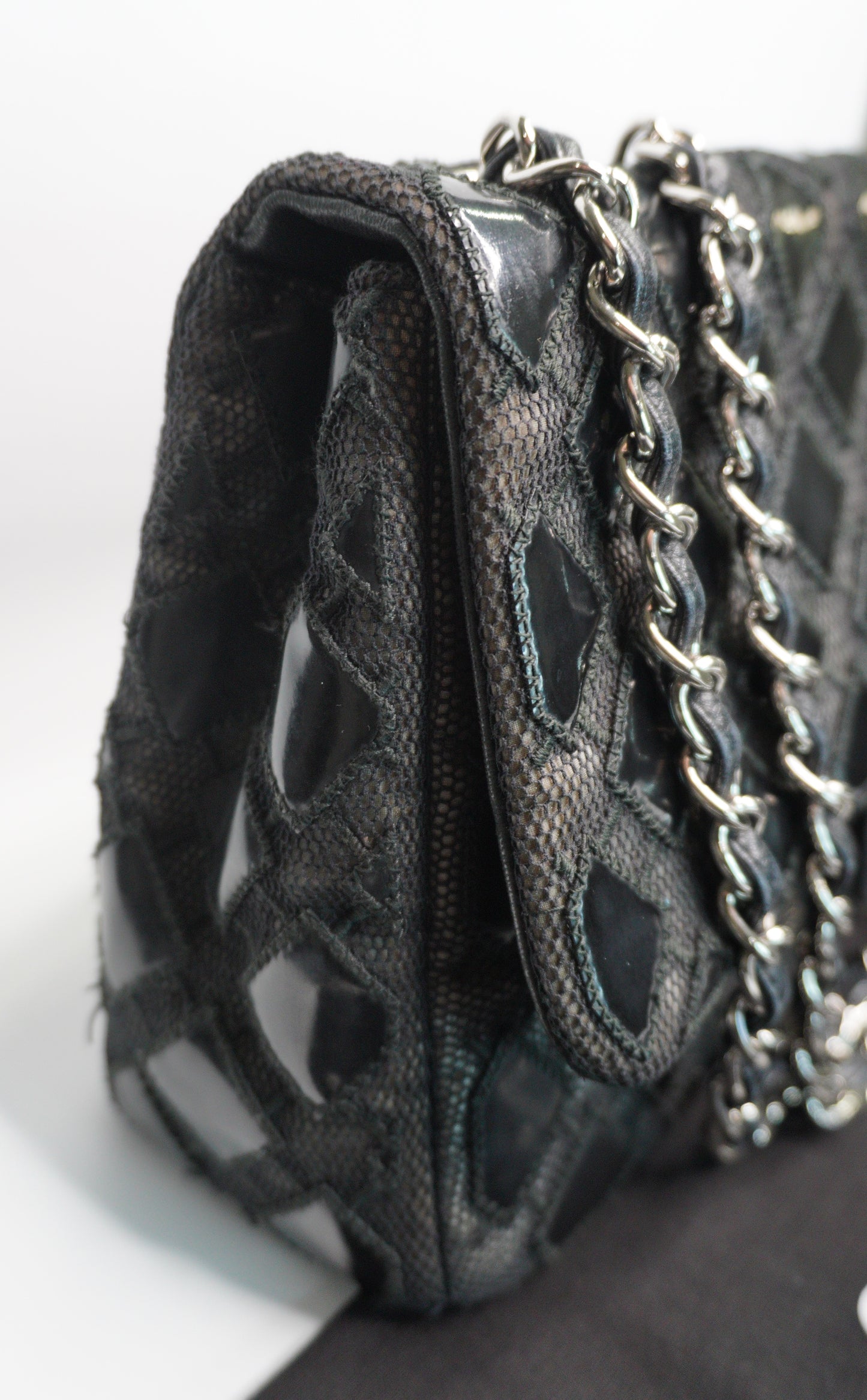 Chanel Vinyl Mesh Quilted Medium Single Flap Bag – Black