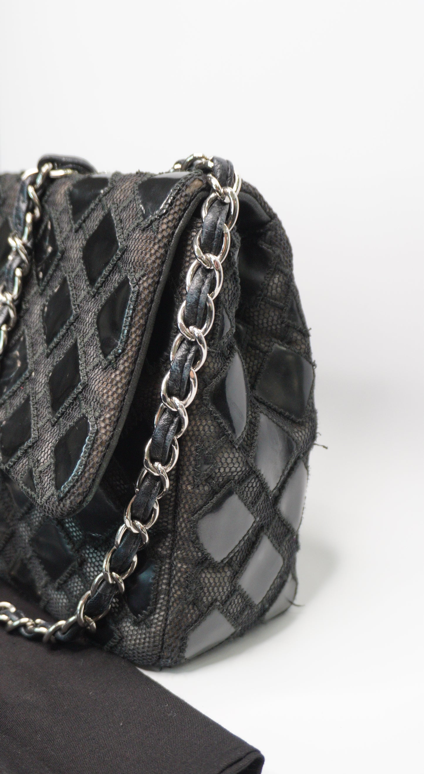 Chanel Vinyl Mesh Quilted Medium Single Flap Bag – Black
