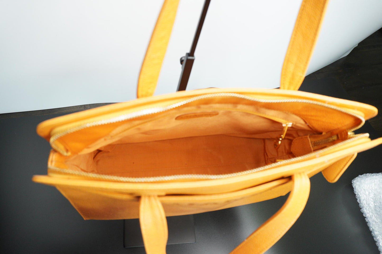 Chanel Orange Caviar CC Stitch Zip Tote Bag