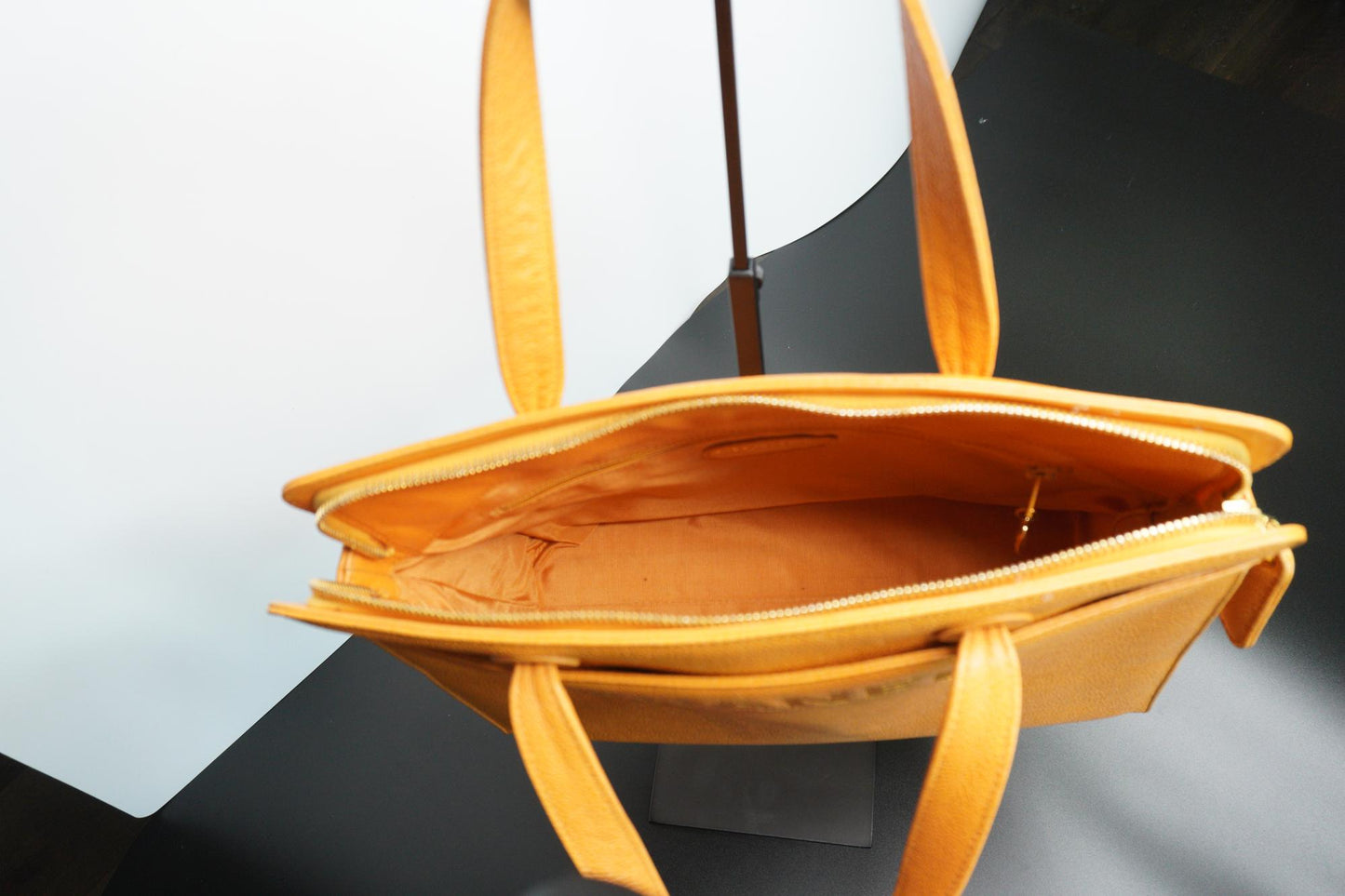 Chanel Orange Caviar CC Stitch Zip Tote Bag