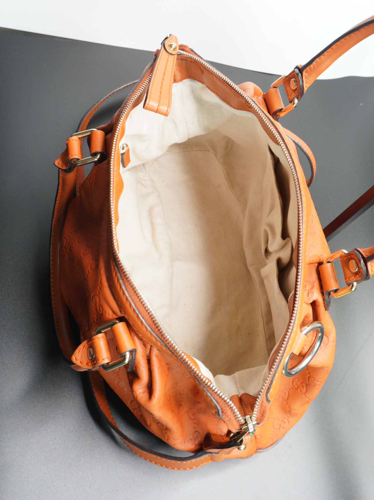 Gucci Guccissima Sukey Dome Tote Bag – Orange