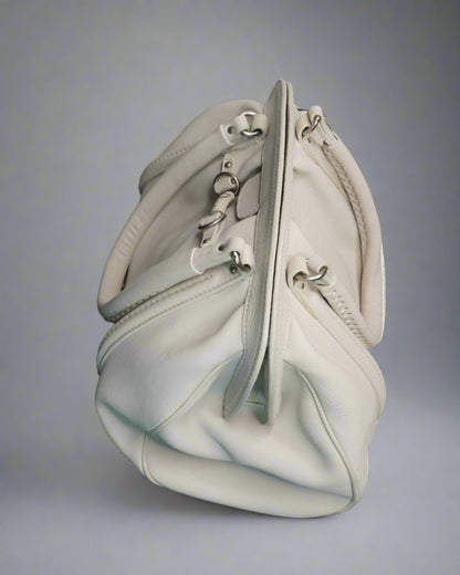 Vintage Christian Dior White Leather Satchel