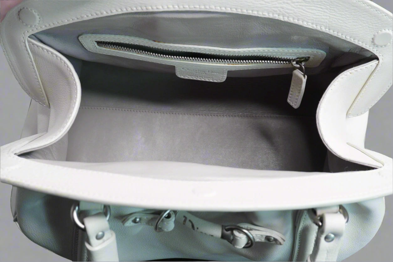 Vintage Christian Dior White Leather Satchel