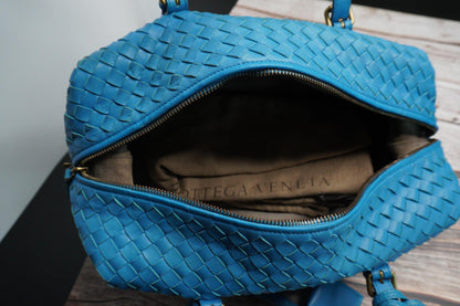 Bottega Veneta Intrecciato Light Blue Boston Bag