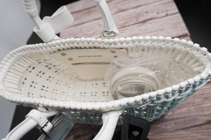 Balenciaga Bistro XS Basket Tote Bag in White Faux Leather
