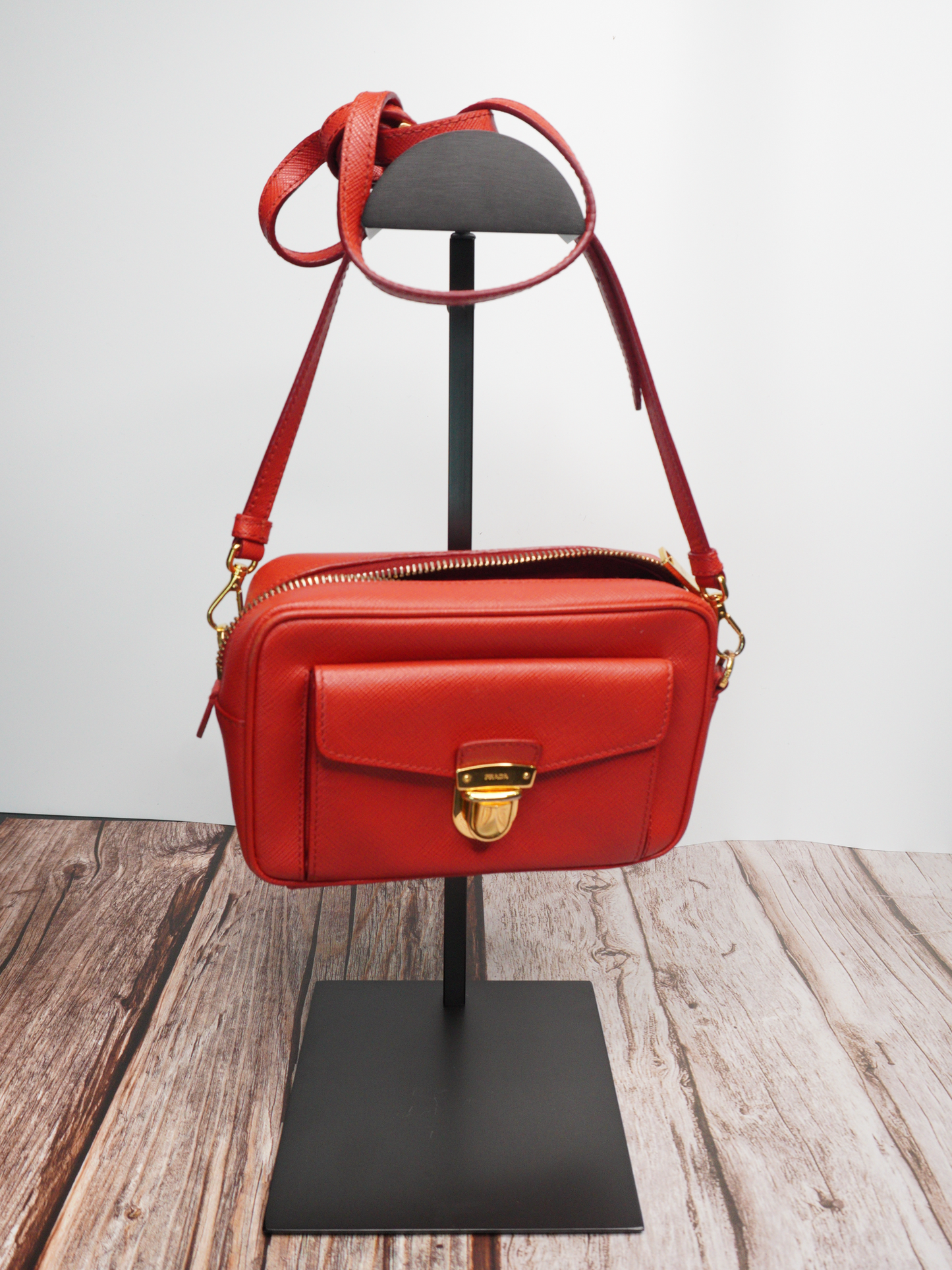 Prada Saffiano Leather Camera Bag – Red