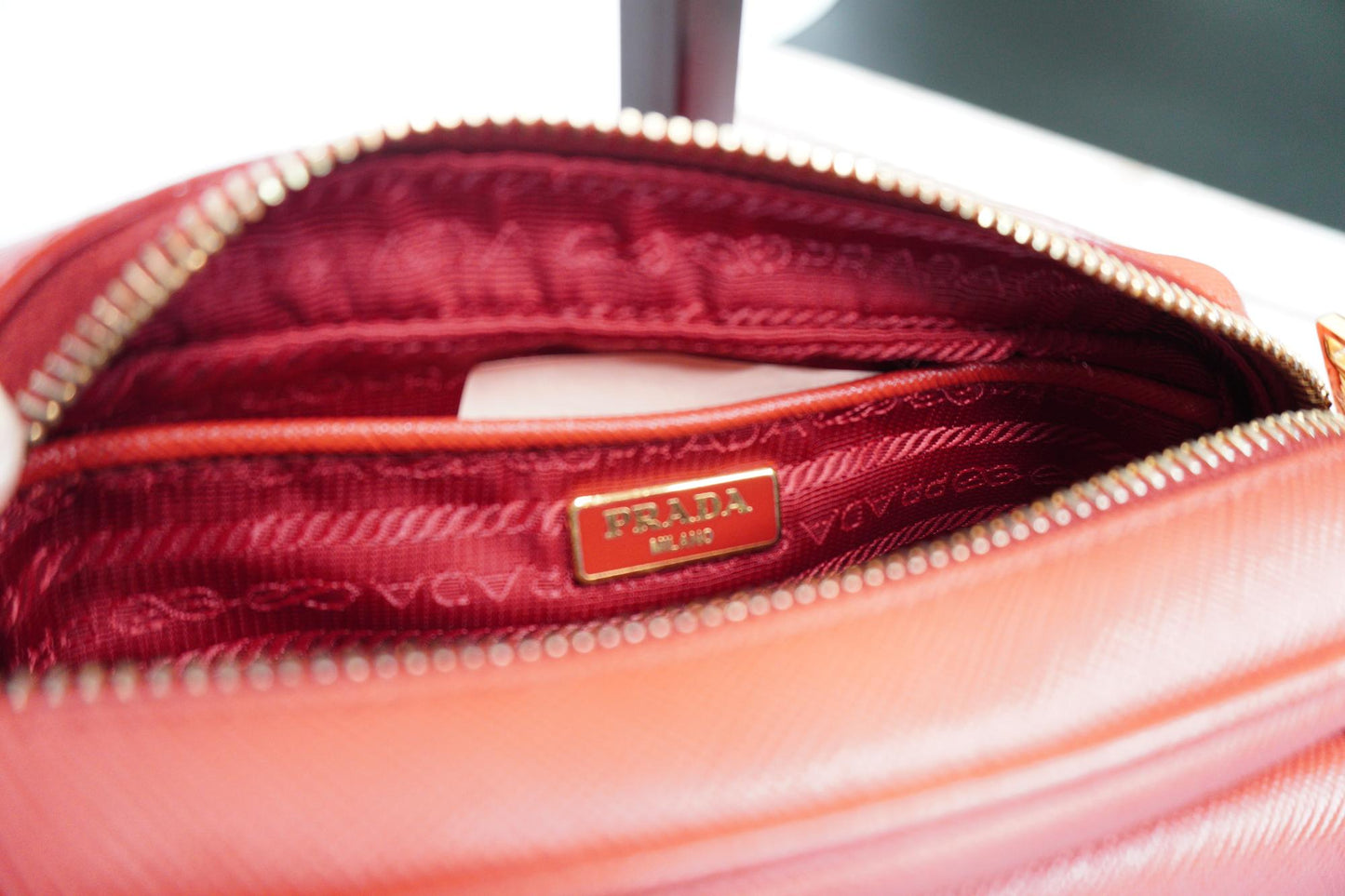Prada Saffiano Leather Camera Bag – Red