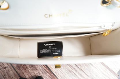 Chanel 2.55 Reissue White Quilted Leather Shoulder Bag with Gold Hardware