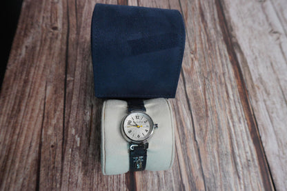 Louis Vuitton Tambour Watch with Black Leather Strap