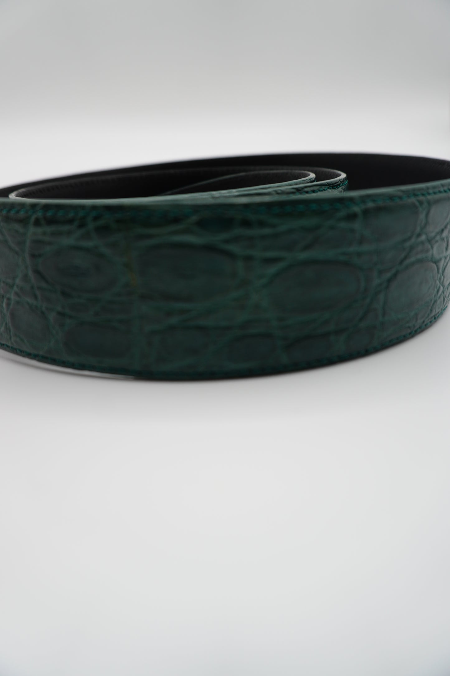 Dolce & Gabbana Green Crocodile-Embossed Leather Belt with DG Buckle