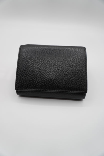 Gucci Black Leather Compact Wallet with GG Logo