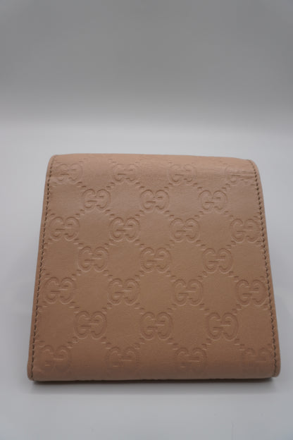 Gucci Microguccissima Soft Pink Leather Trifold Wallet