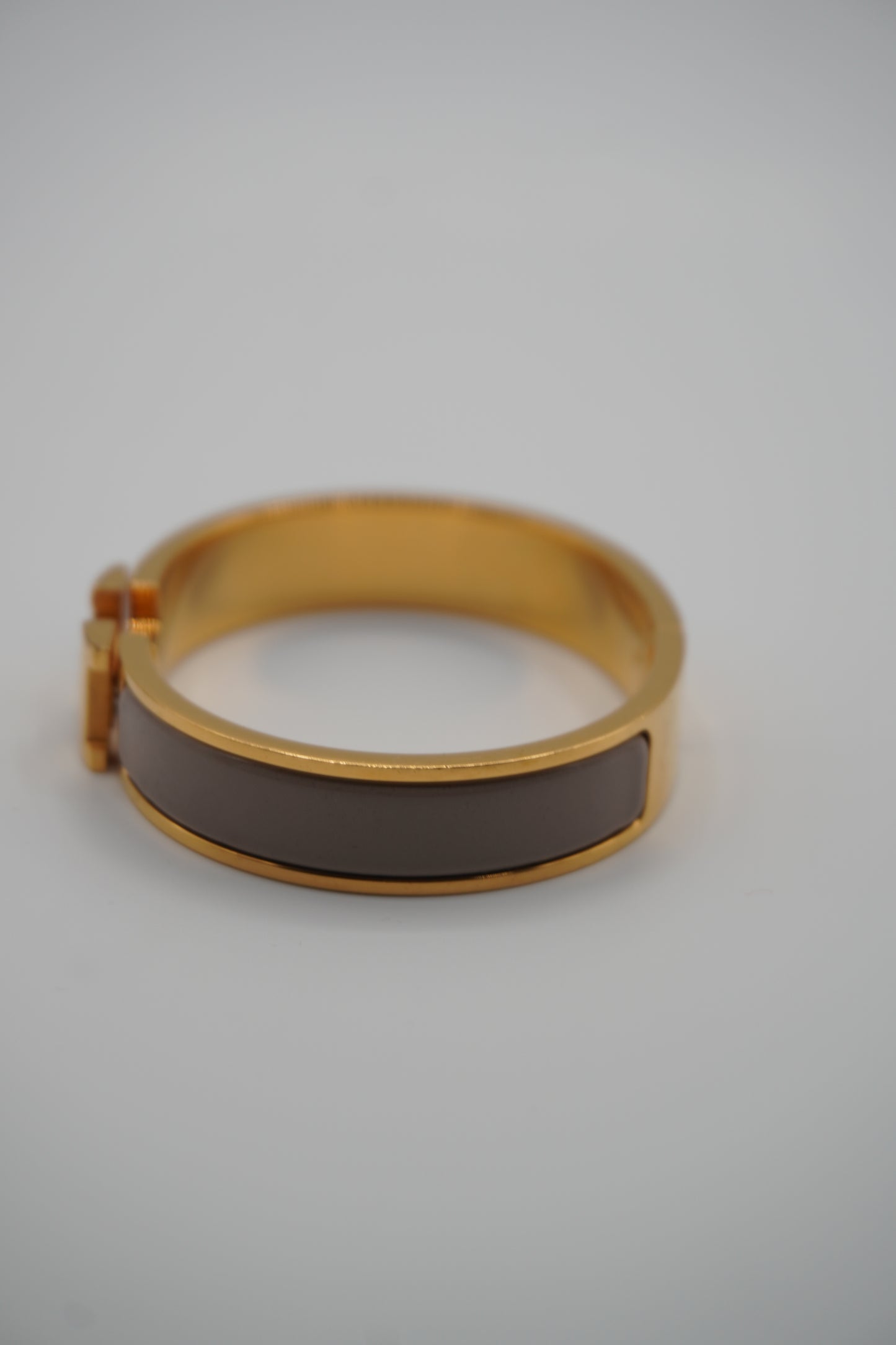 Hermès Clic H Bracelet in Gold & Taupe Enamel