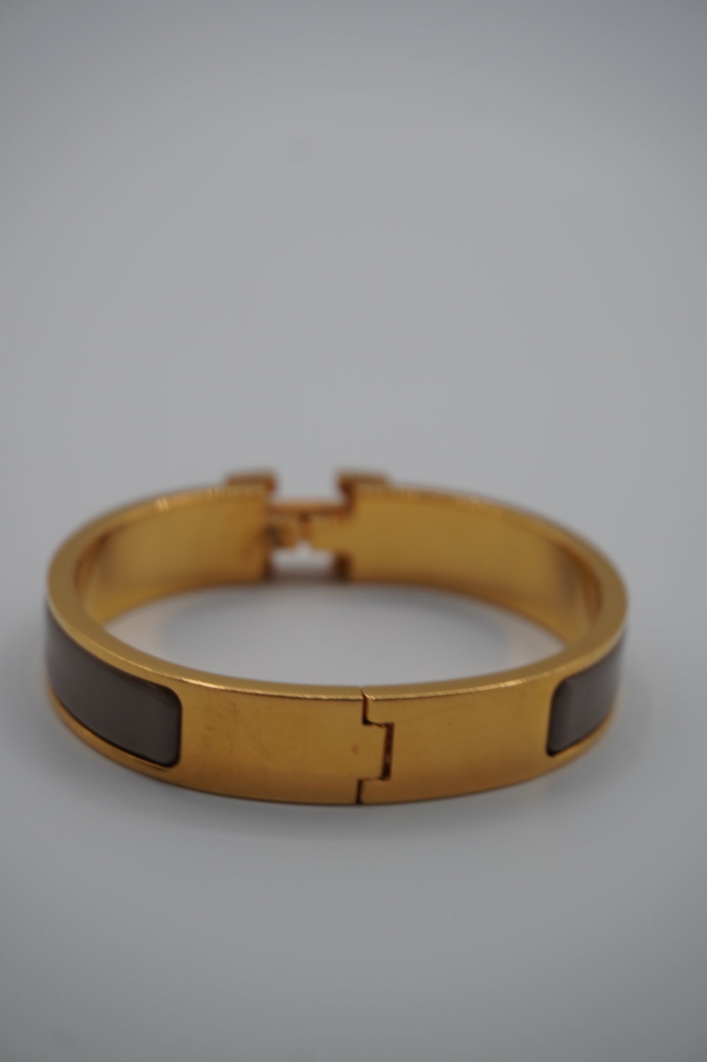Hermès Clic H Bracelet in Gold & Taupe Enamel