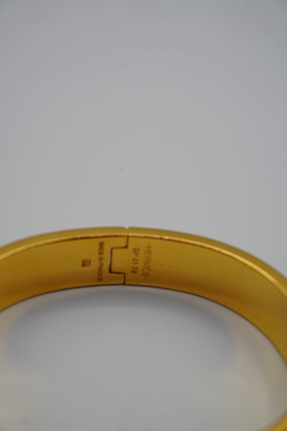 Hermès Clic H Bracelet in Gold & Taupe Enamel