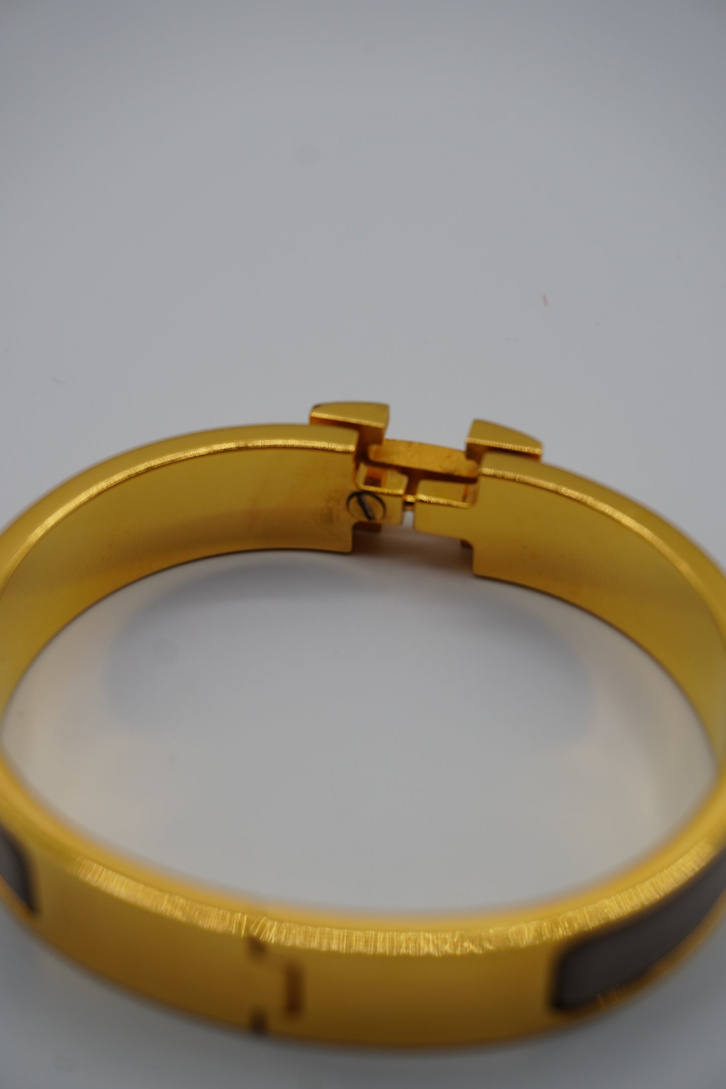 Hermès Clic H Bracelet in Gold & Taupe Enamel